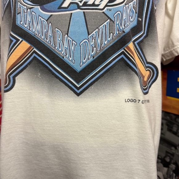 Vintage 90s Tampa Bay Devil‎ Rays Logo 7 Rare MLB Baseball Tee Sz Large - Picture 3 of 7